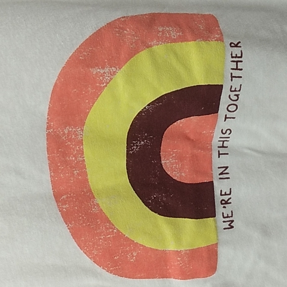 St John's Bay Women's Petite XS White t-shirt w Rainbow Were in this Together - Picture 2 of 6